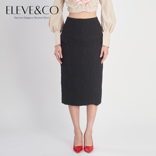 Fitted midi Skirt with flap pockets