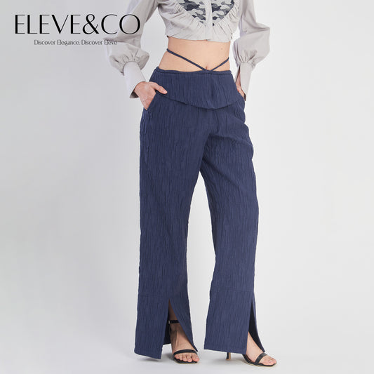 Cotton Quilted Navy Pants