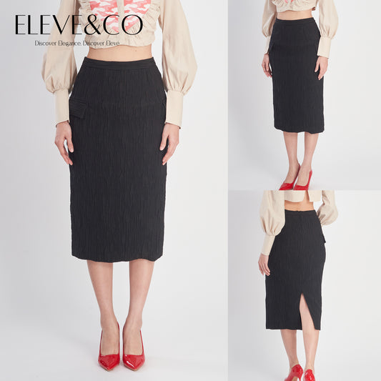 Fitted midi Skirt with flap pockets