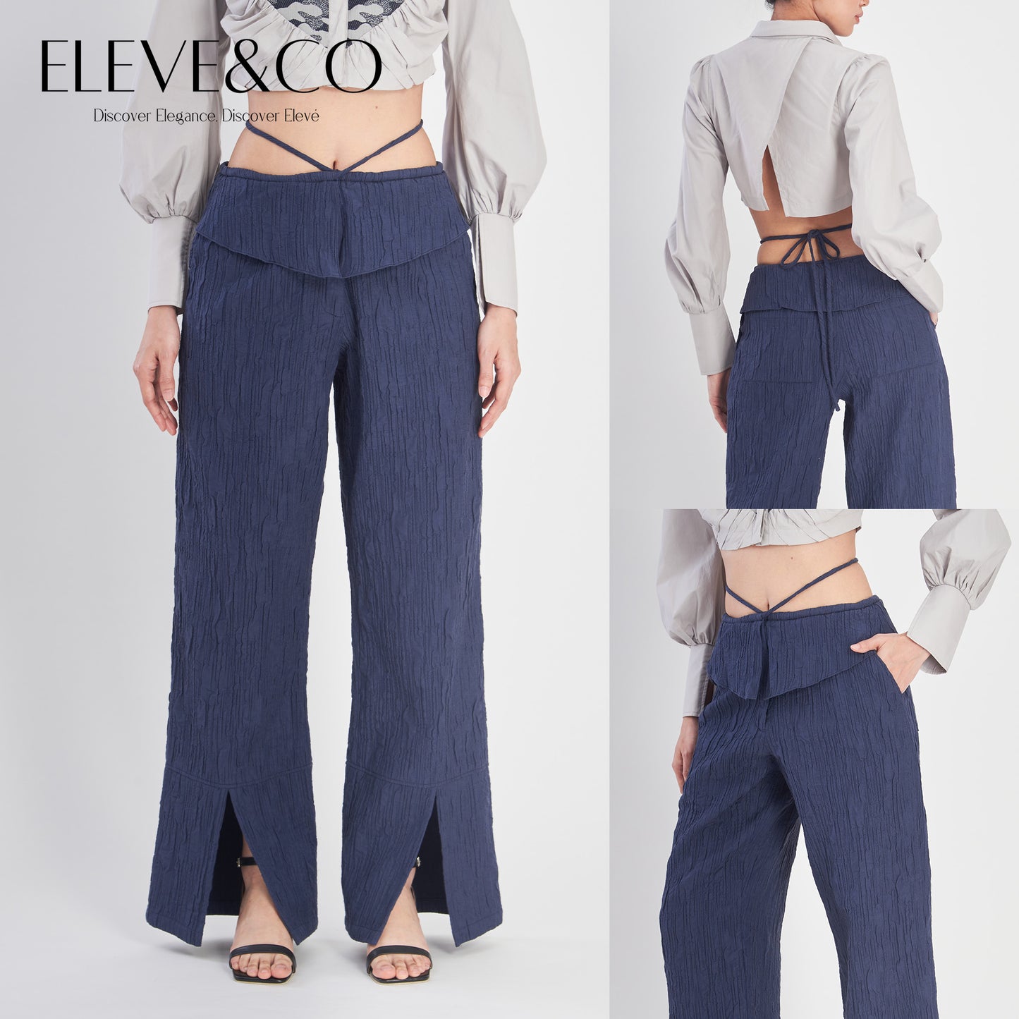 Cotton Quilted Navy Pants