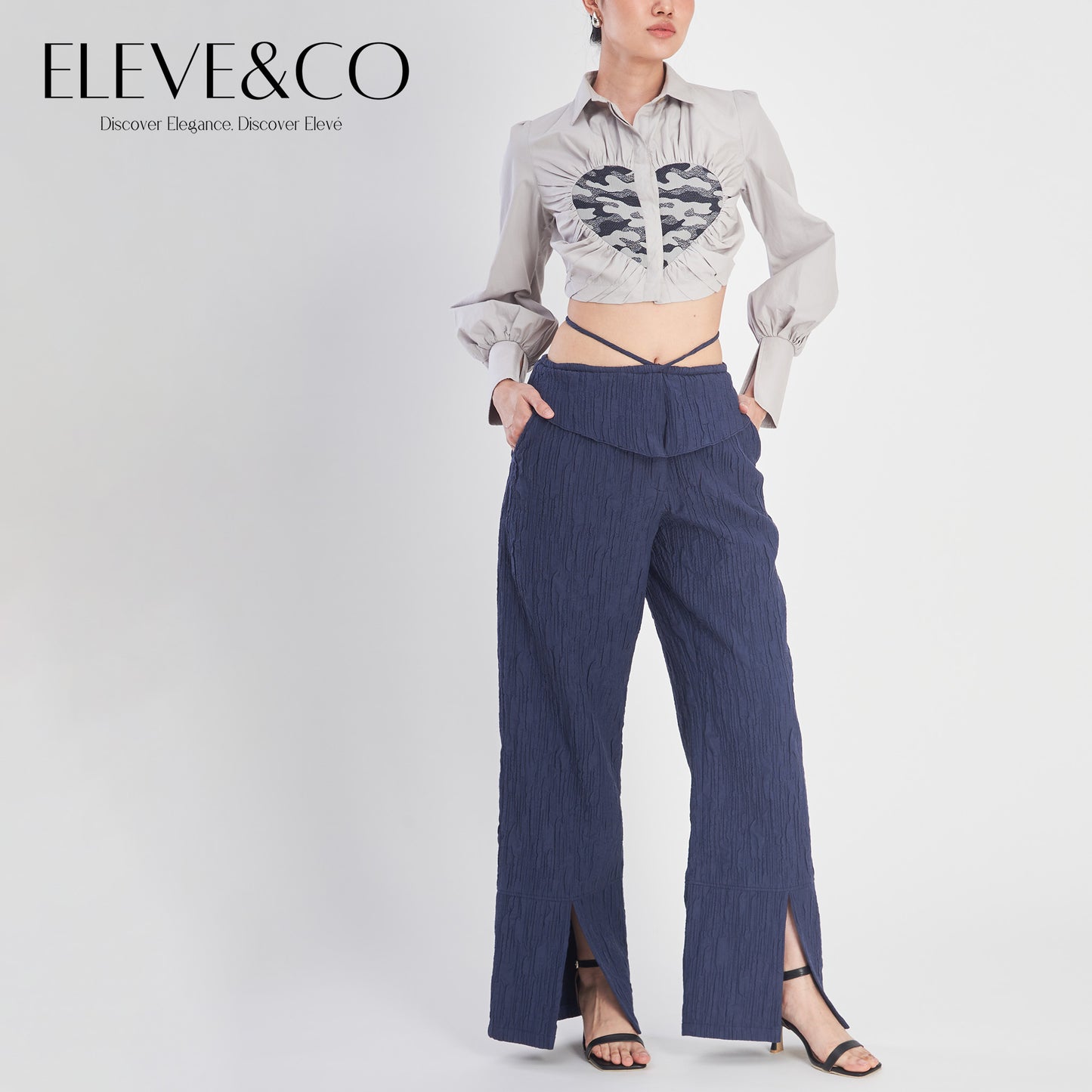 Cotton Quilted Navy Pants