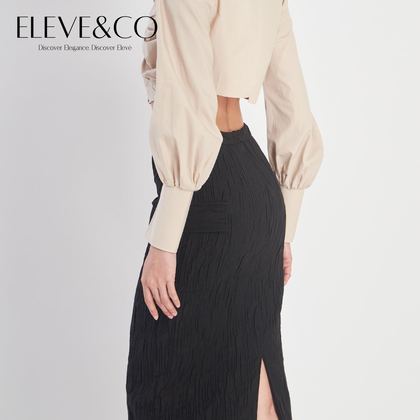 Fitted midi Skirt with flap pockets