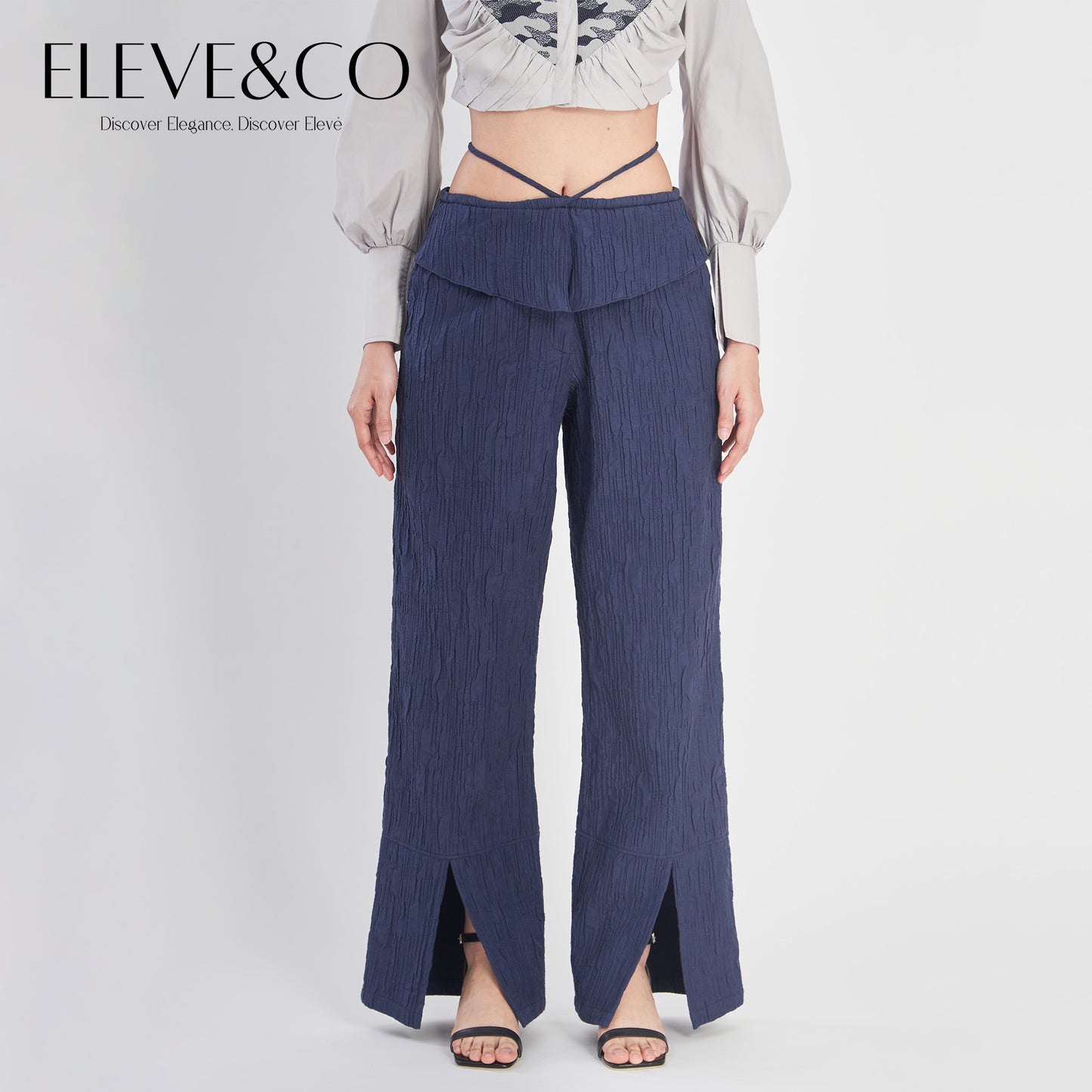 Cotton Quilted Navy Pants